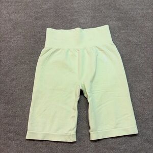 GYMSHARK Ribbed High Waist Biker Shorts – Light Mint – Small 0472